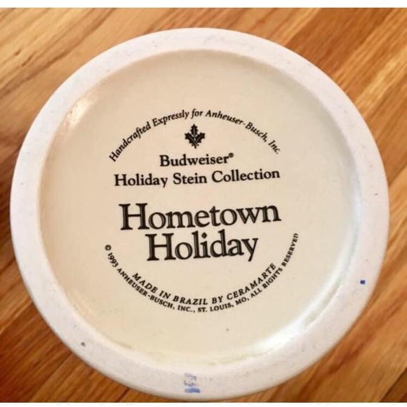 Budweiser VTG 1993 Hometown Holiday Christmas Beer Stein Mug Clydesdales Horses - Picture 6 of 7